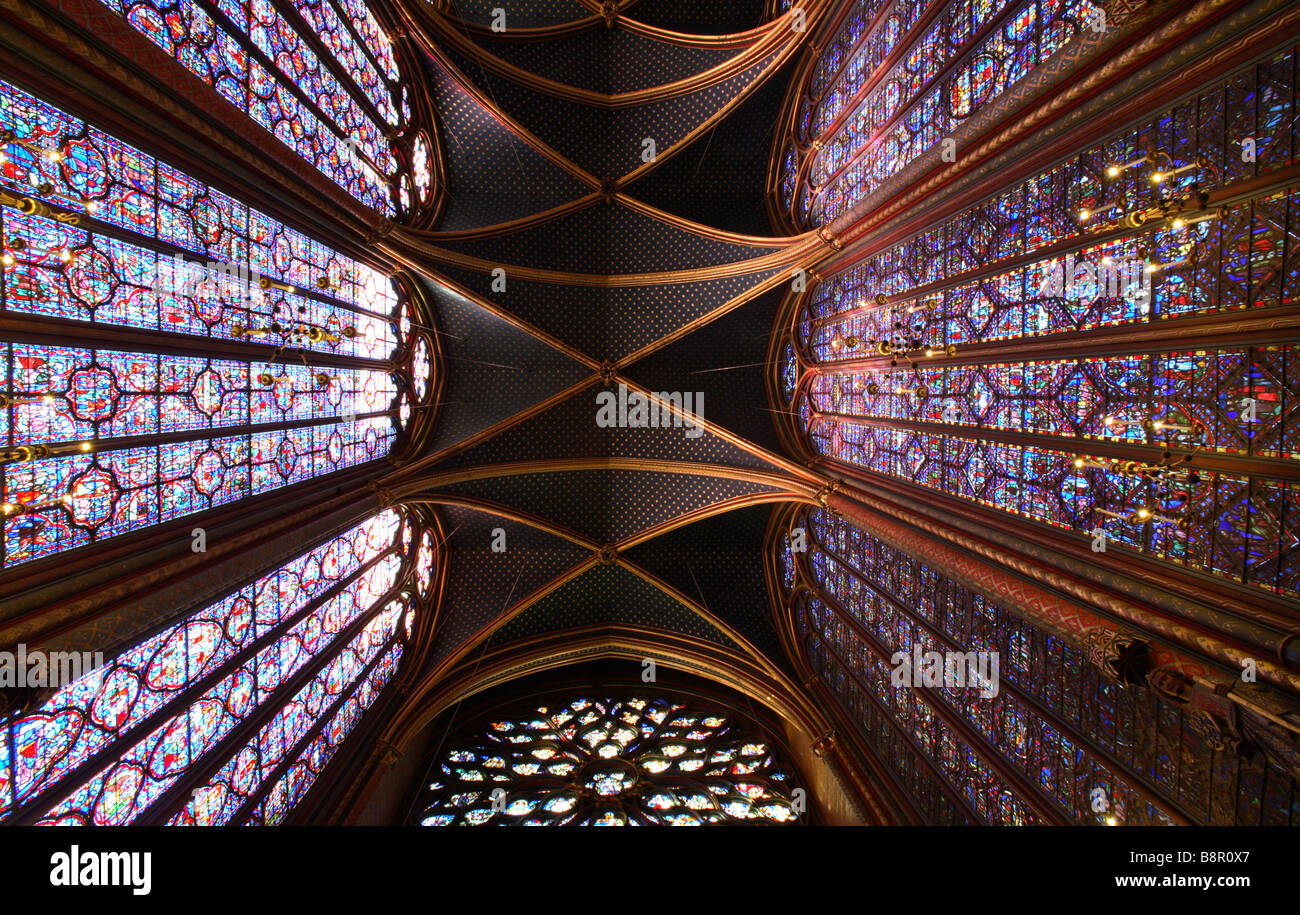 Stained glass windows of the upper chapel of Sainte Chapelle, Paris ...