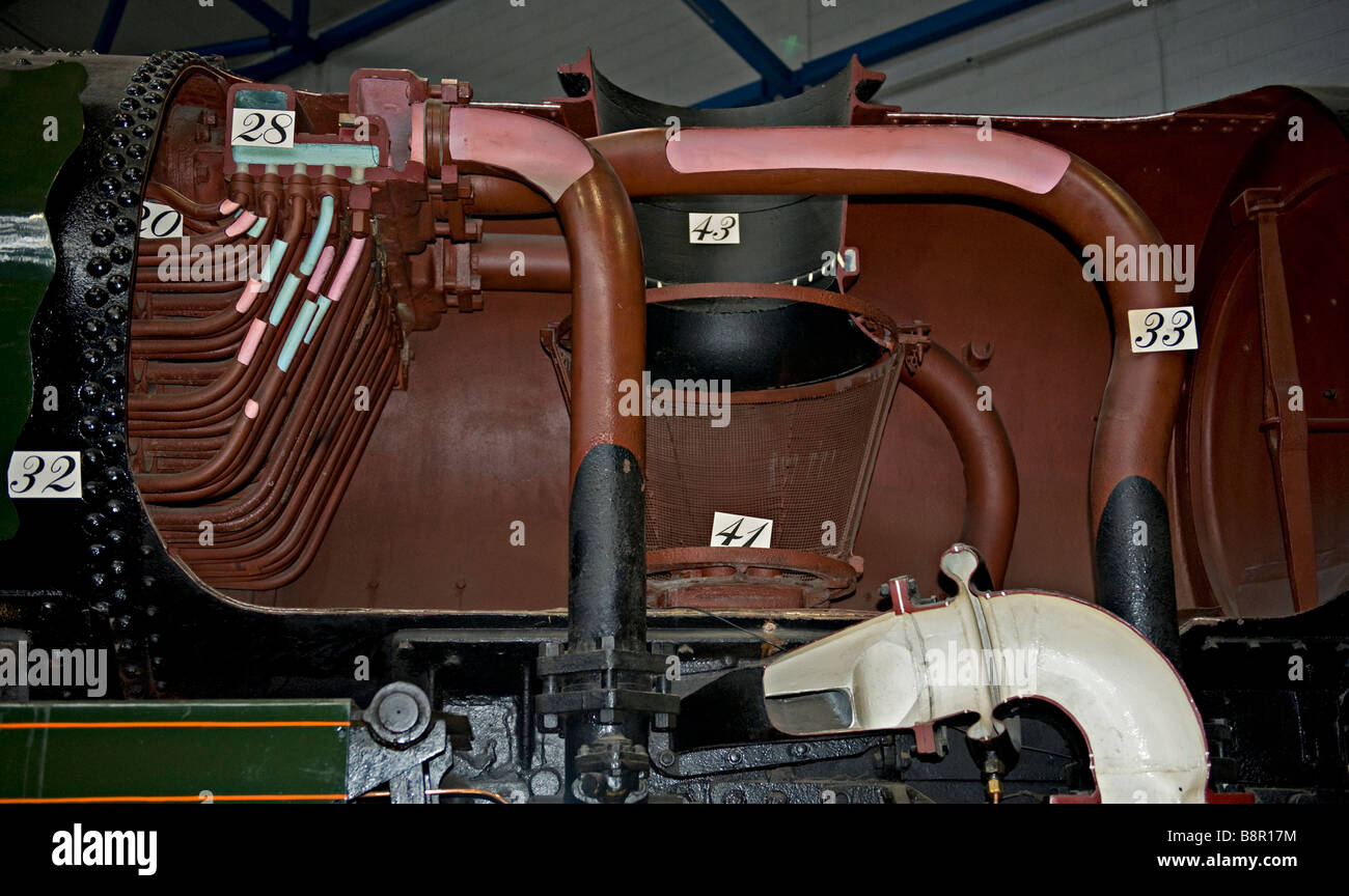 Sectional view of a smokebox on a !Merchant Navy' steam Stock Photo Alamy