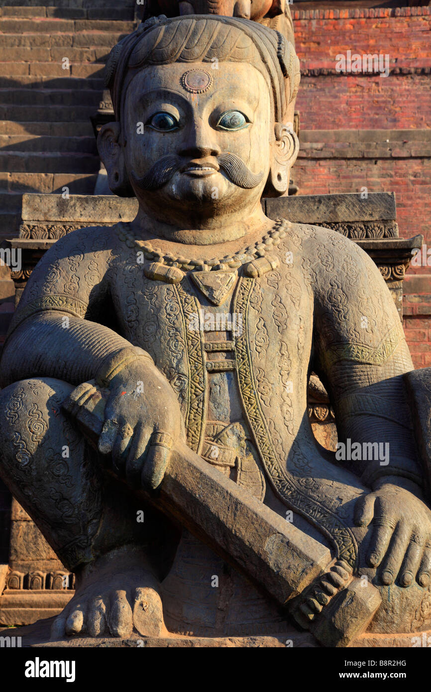 Nepal Kathmandu Valley Bhaktapur Nyatapola Temple Malla guardian statue Stock Photo
