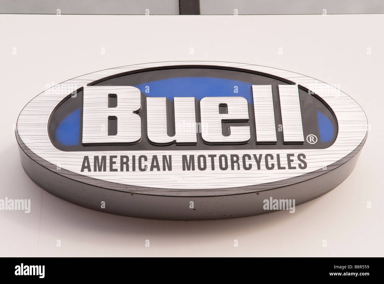 Buell american motor cycles motorbike sign at shop store selling motorcycles and motor bikes in Norwich,Norfolk,Uk Stock Photo