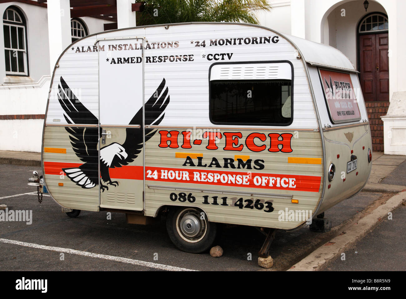 mobile security office or caravan voortrek street swellendam south africa Stock Photo