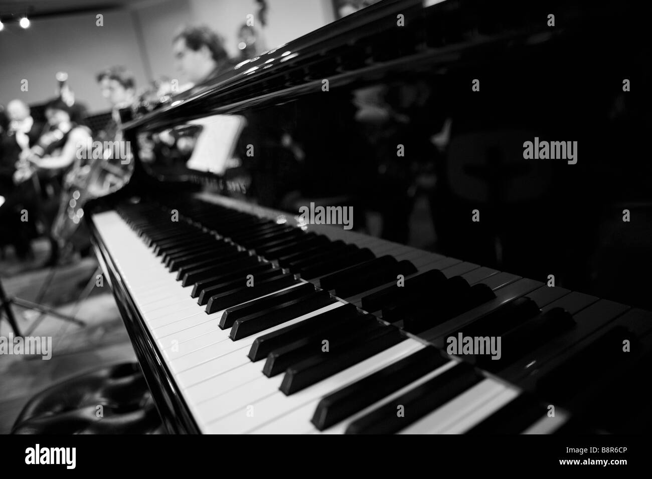 Black and White, Piano, Orchestra, Music, Sound, Instruments Stock Photo