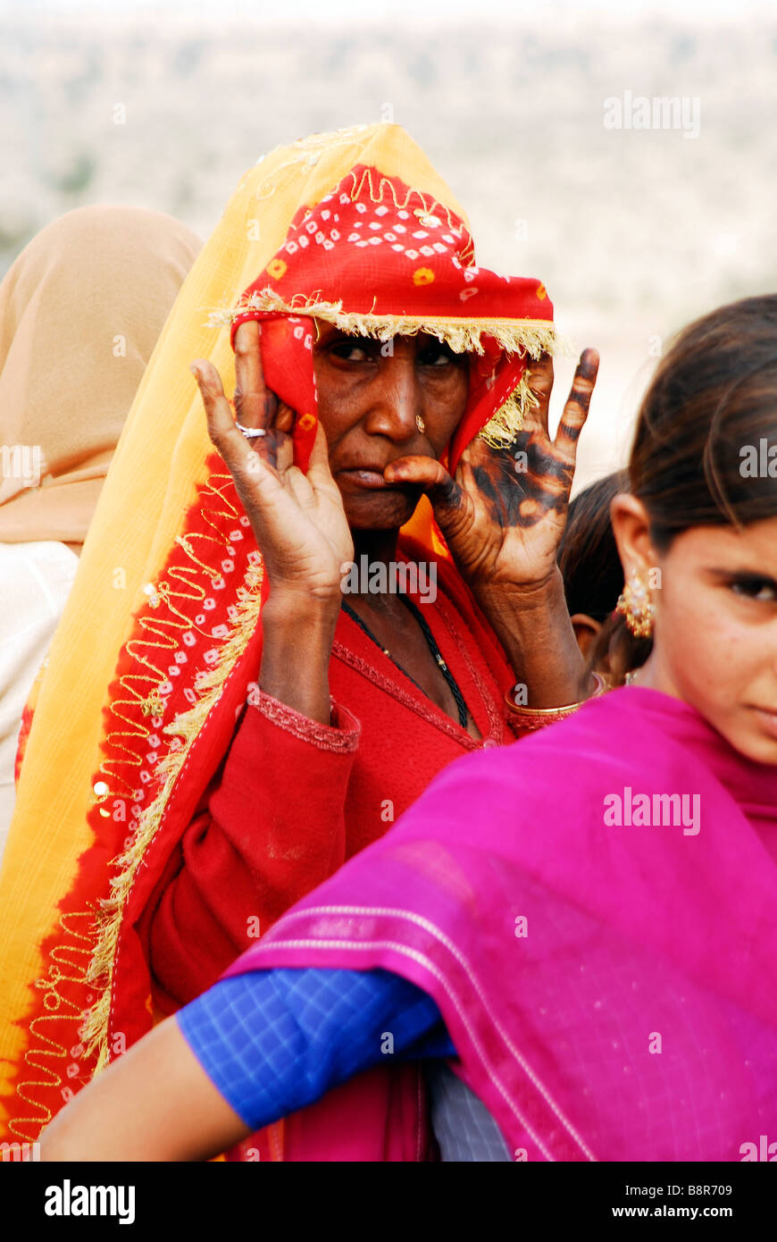 Desert woman at the Bikaner Camel Festival, Rajasthan, India Stock