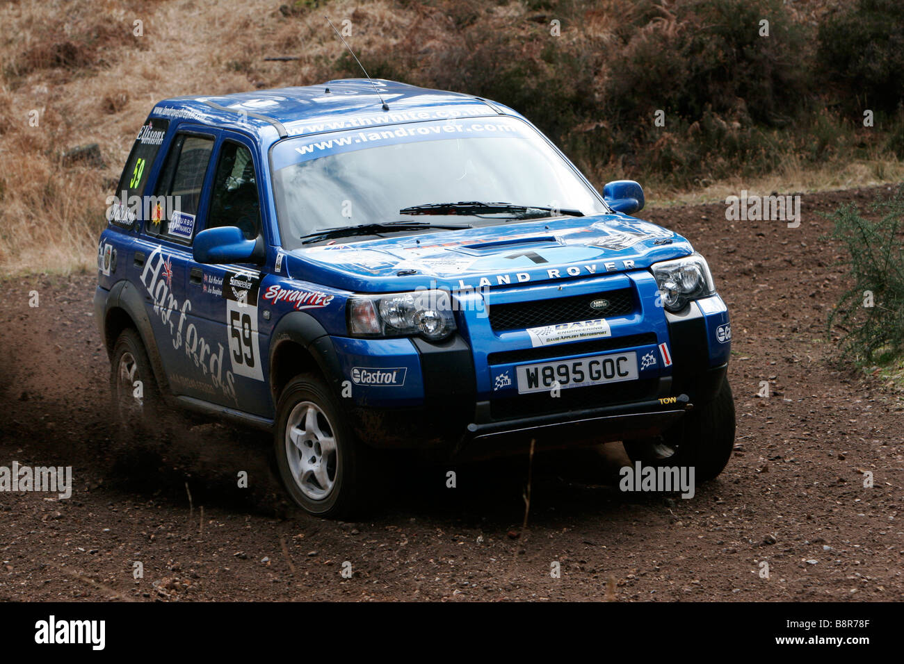 A Land Rover Freelander competing in the Rallye Sunseeker. Stock Photo