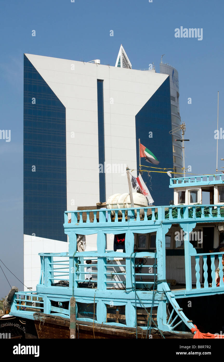 modern office block, dubai creek, uae Stock Photo