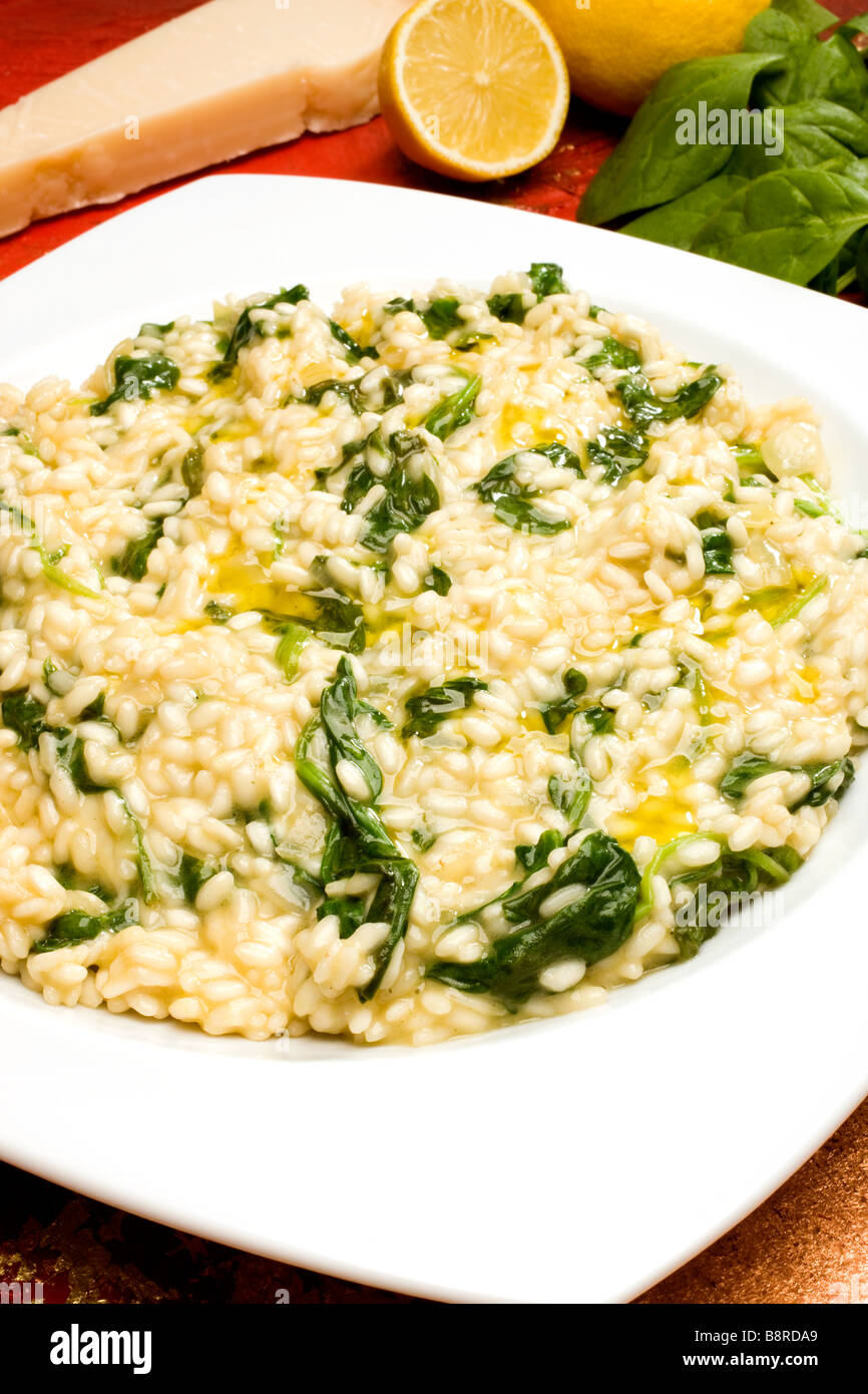 spinach,risotto,chicken,foul,poultry Stock Photo
