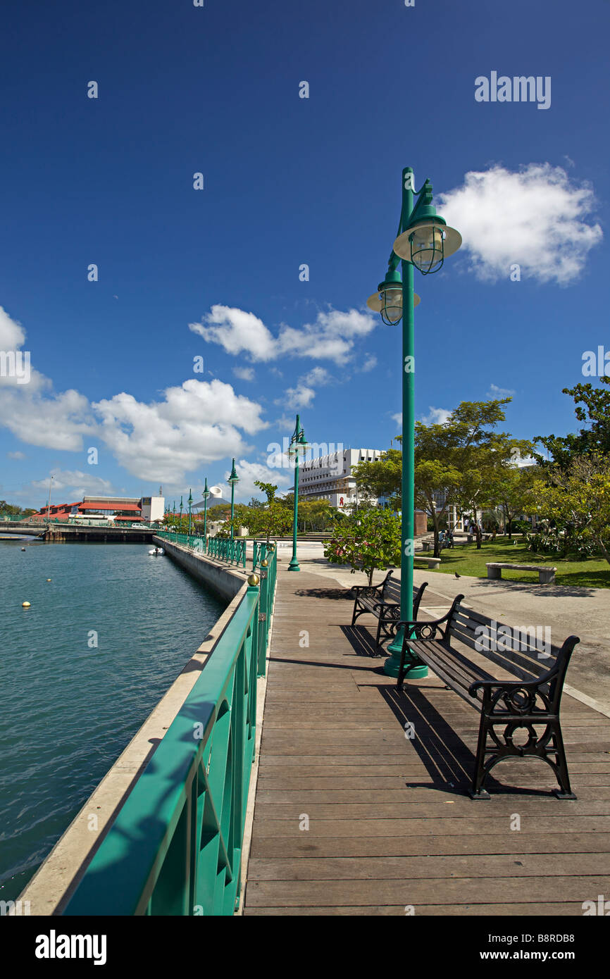 View of Barbados waterfront and boardwalk in Bridgetown, Barbados, "St. Michael Stock Photo Alamy