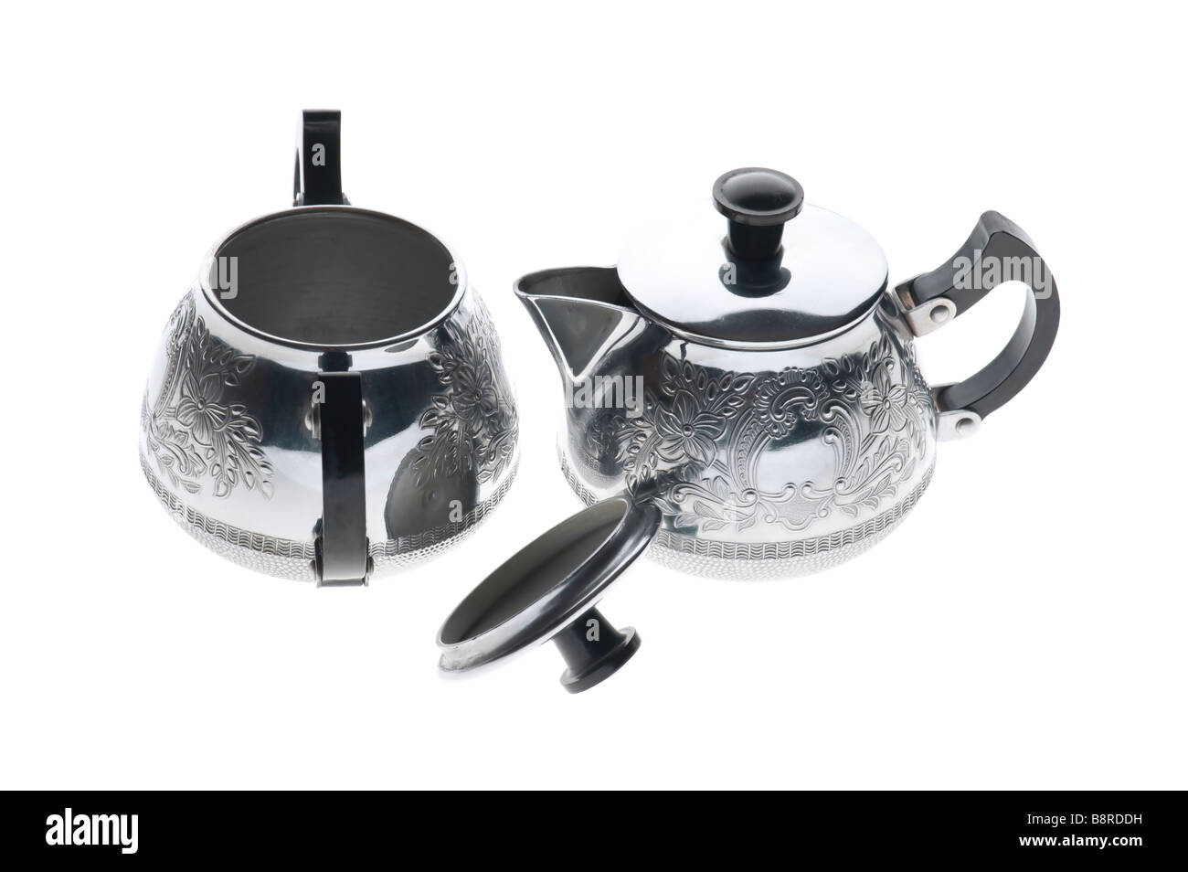 object on white kitchen utensil metal teapot Stock Photo