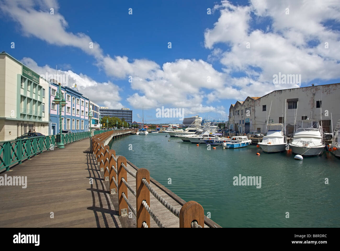 View of Barbados waterfront and boardwalk in Bridgetown, Barbados, "St. Michael" Stock Photo
