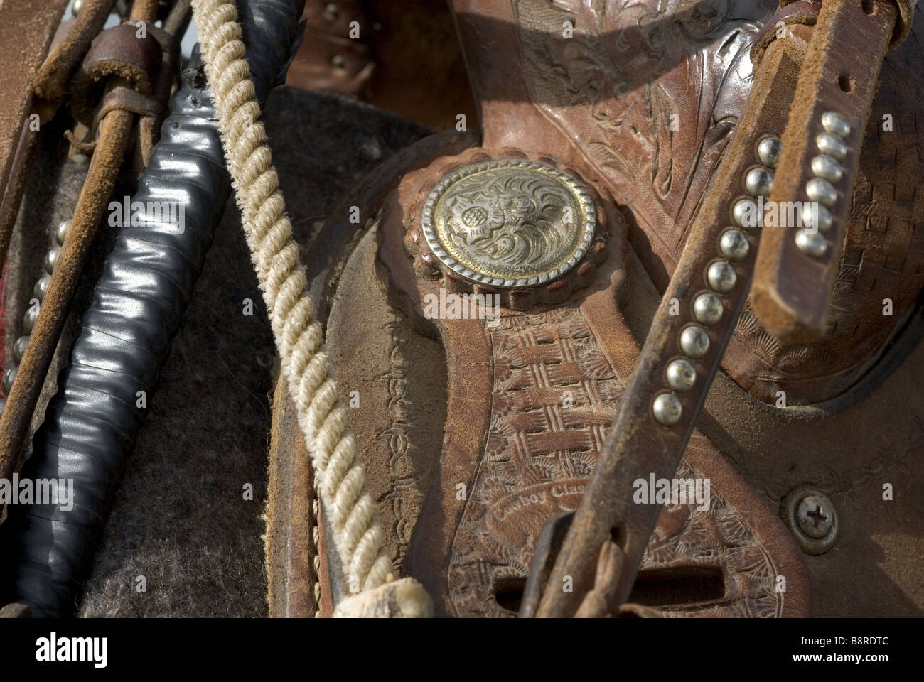 Western saddle close-up Stock Photo