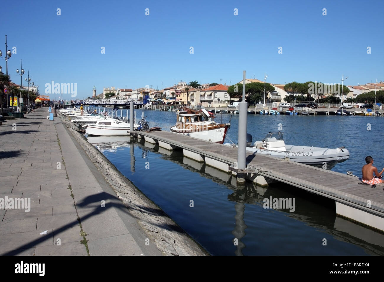Boats in the Coastal Port of Le Grau du Roi Camargue France Stock Photo