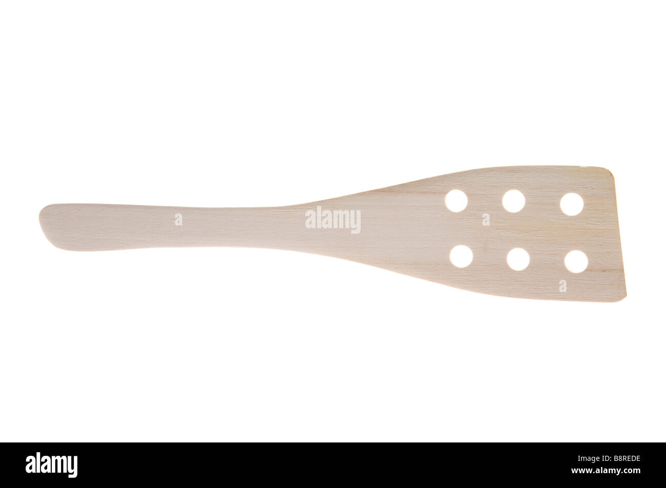 object on white kitchen utensil wood trowel Stock Photo