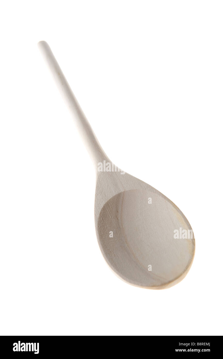 object on white kitchen utensil wood trowel Stock Photo