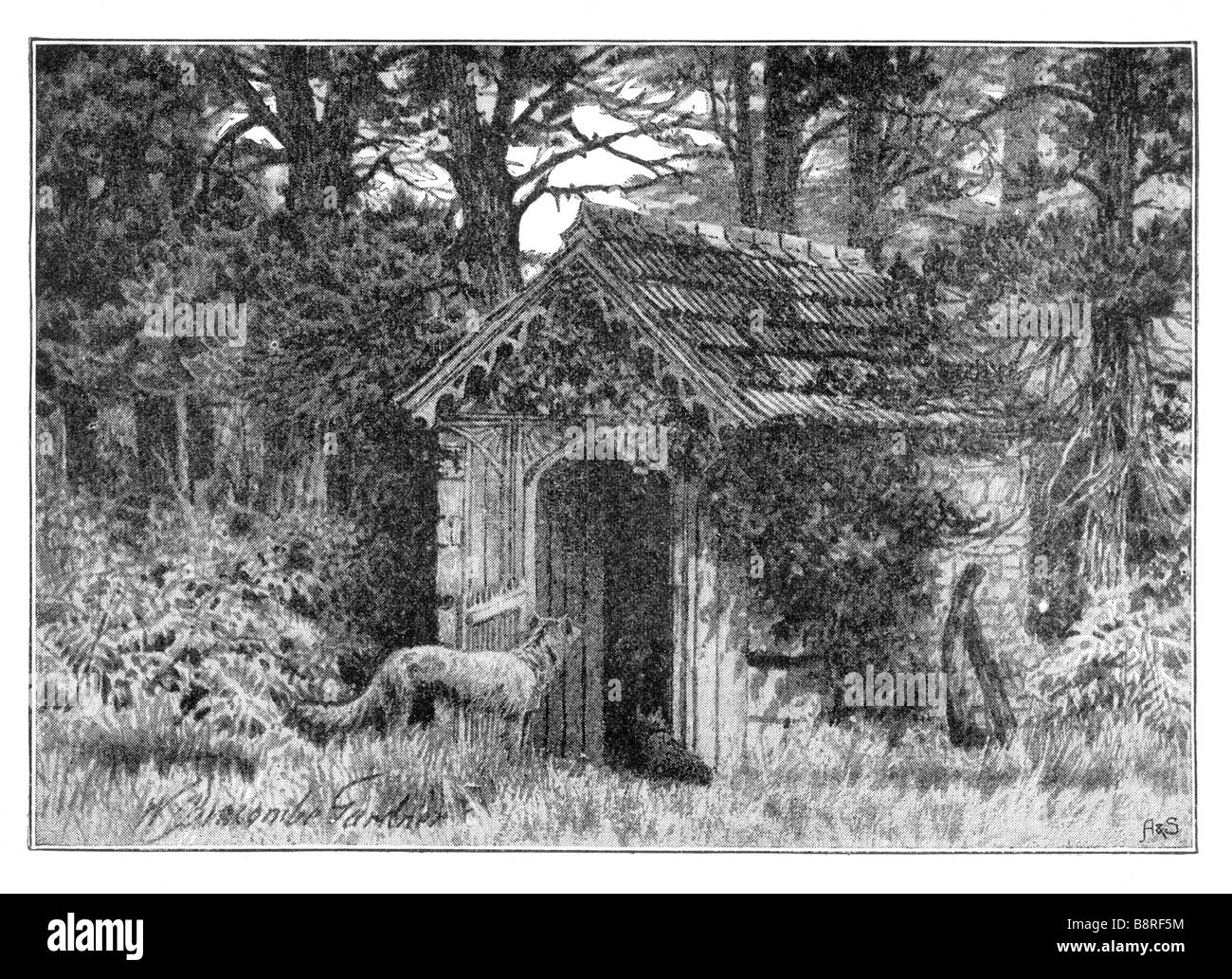 Summer House in which Alfred Lord Tennyson wrote Enoch Arden Illustration by W Biscombe Gardner 1844 to 1919 Stock Photo