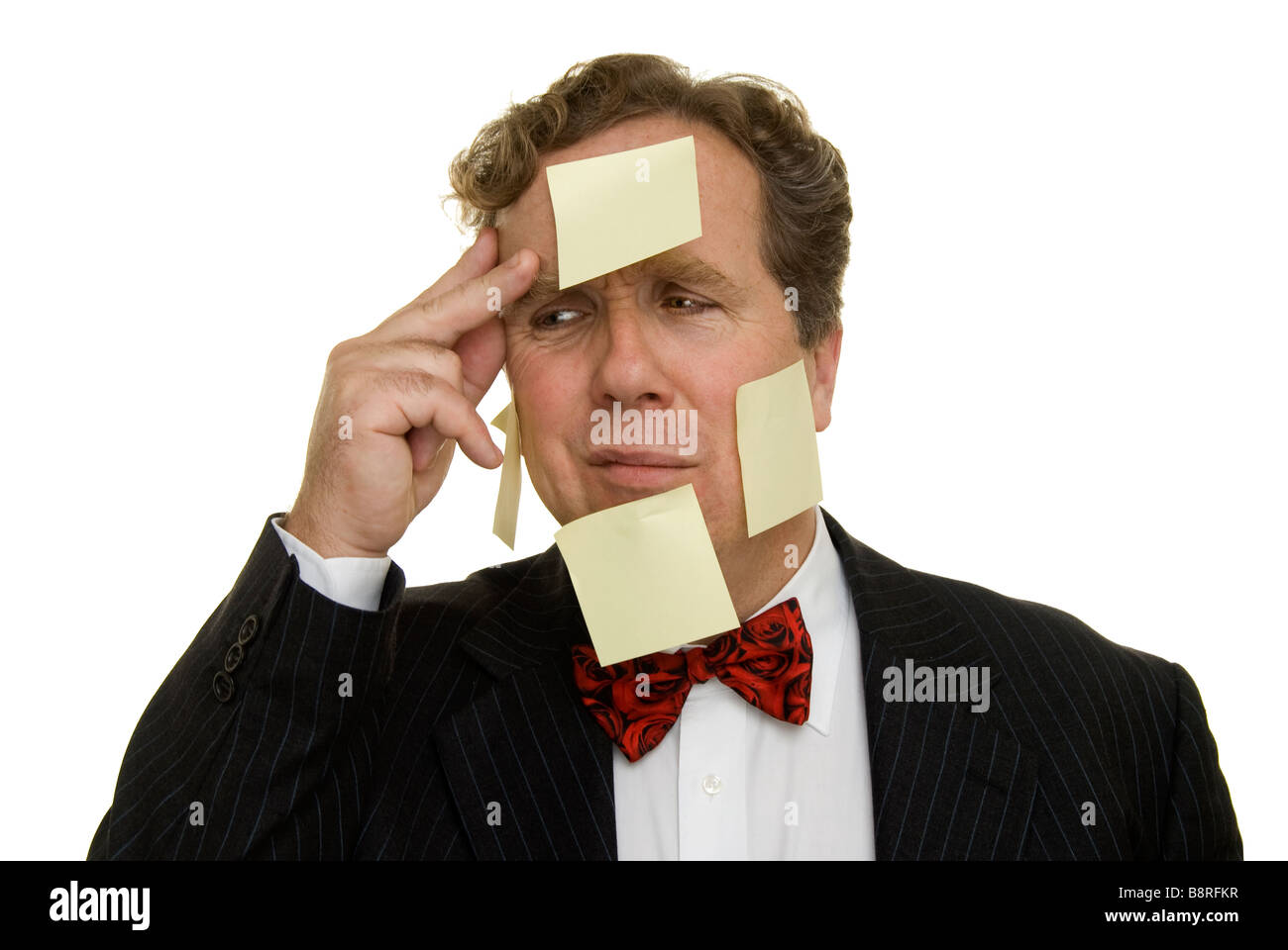 businessman with post it notes trying to remember Stock Photo Alamy