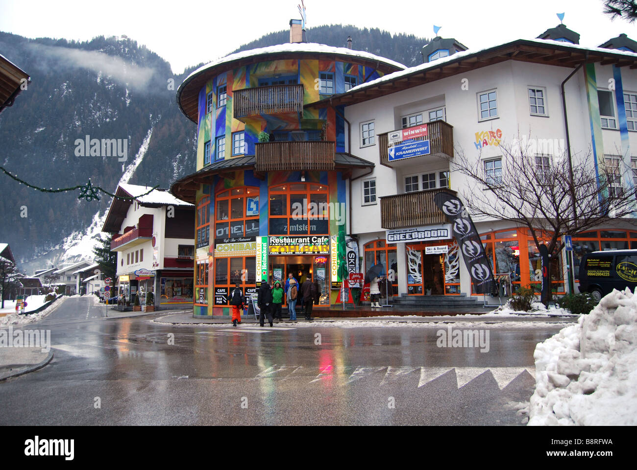 Cafe Rundum hotel restaurant Mayrhofen Zillertal Tyrol Austria Stock Photo