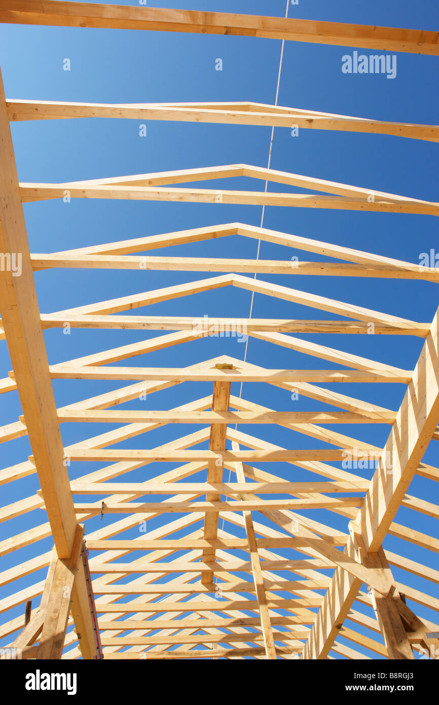 a carcass roof on a building site Stock Photo Alamy