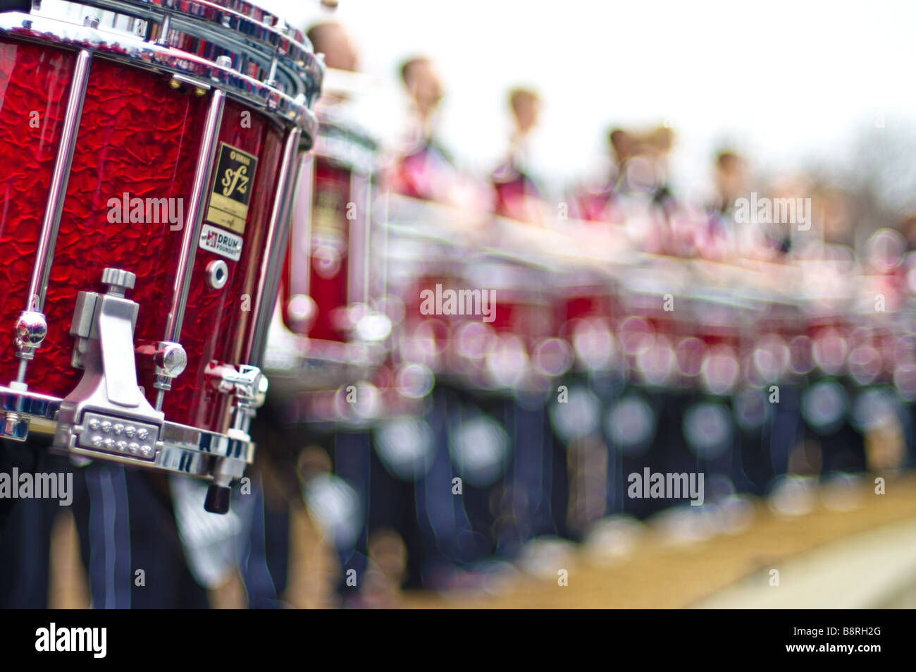 A drum line in action. Stock Photo