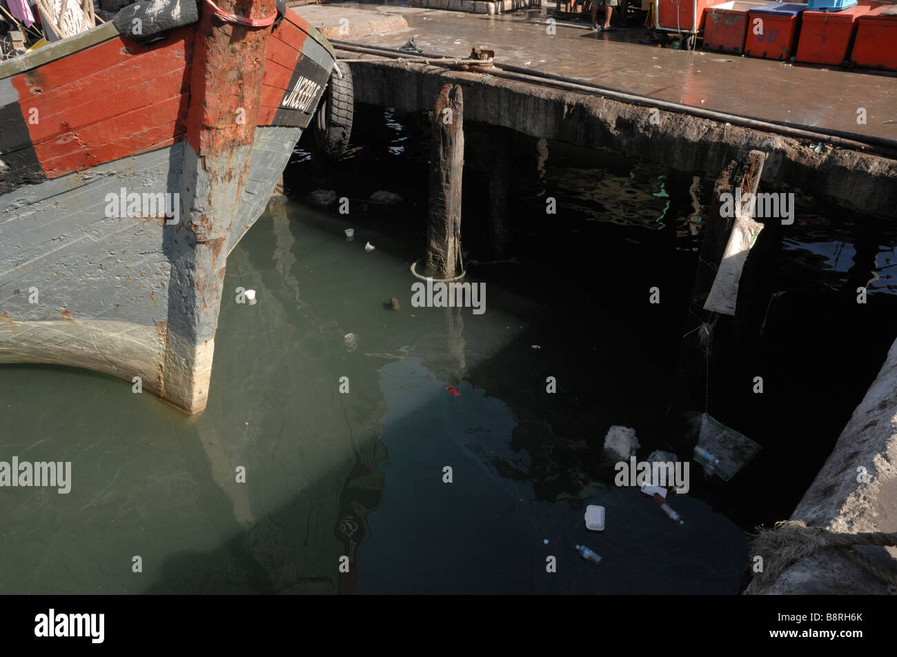 Plastic pollution in dock Kota Kinabalu Sabah Malyasia Borneo South