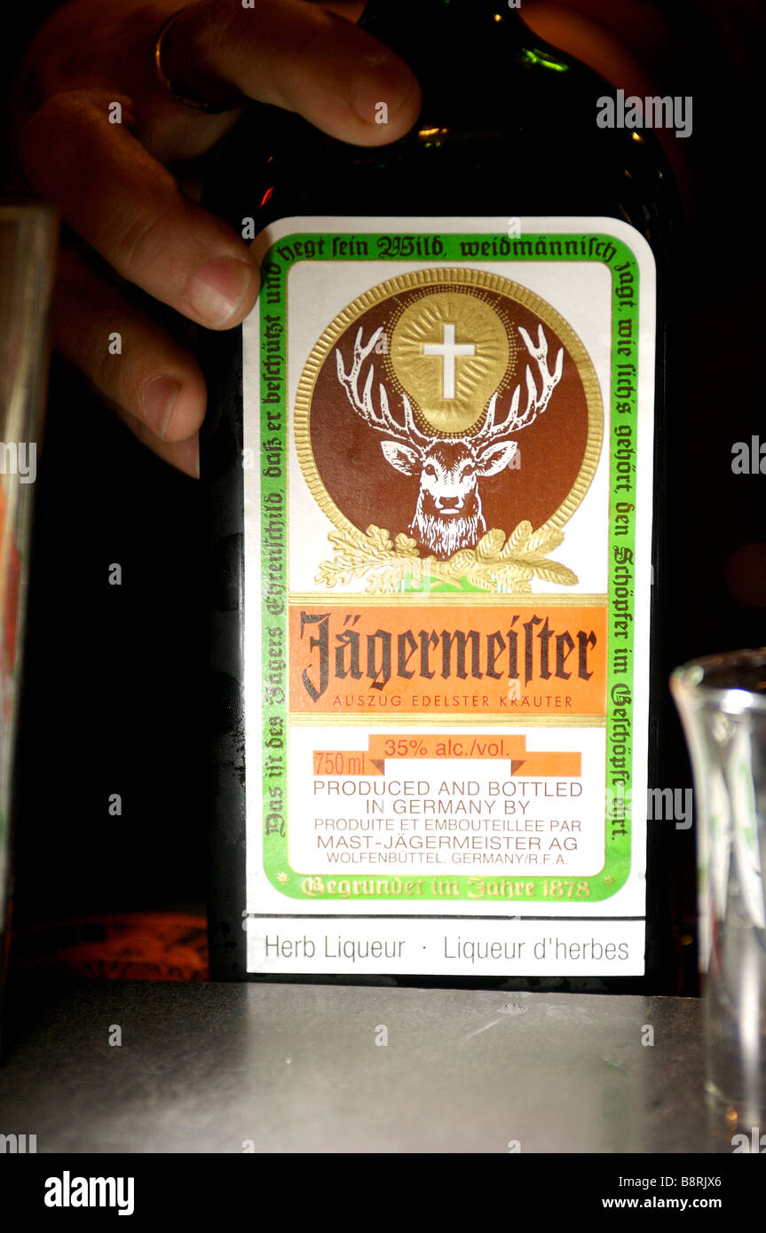 Cocktail Jägermeister bottle Stock Photo
