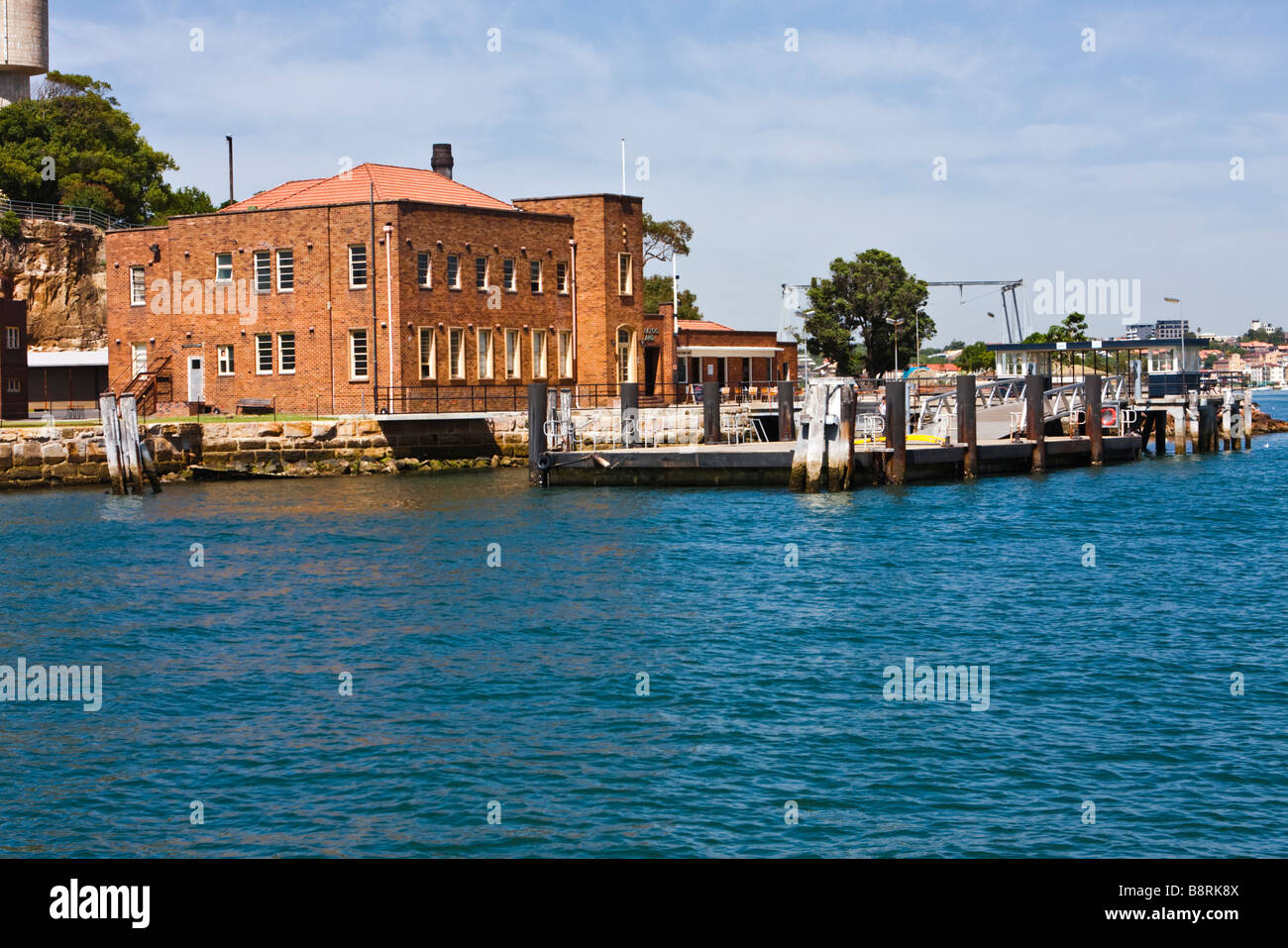 The Ferry wharf and administration building on Cockatoo Island Stock Photo