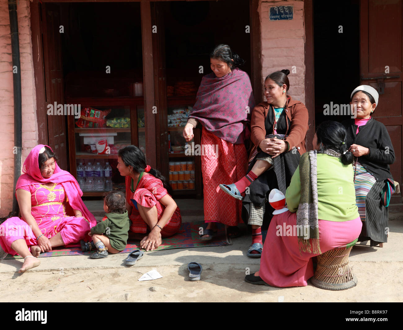 Nepal Kathmandu women talking Stock Photo - Alamy