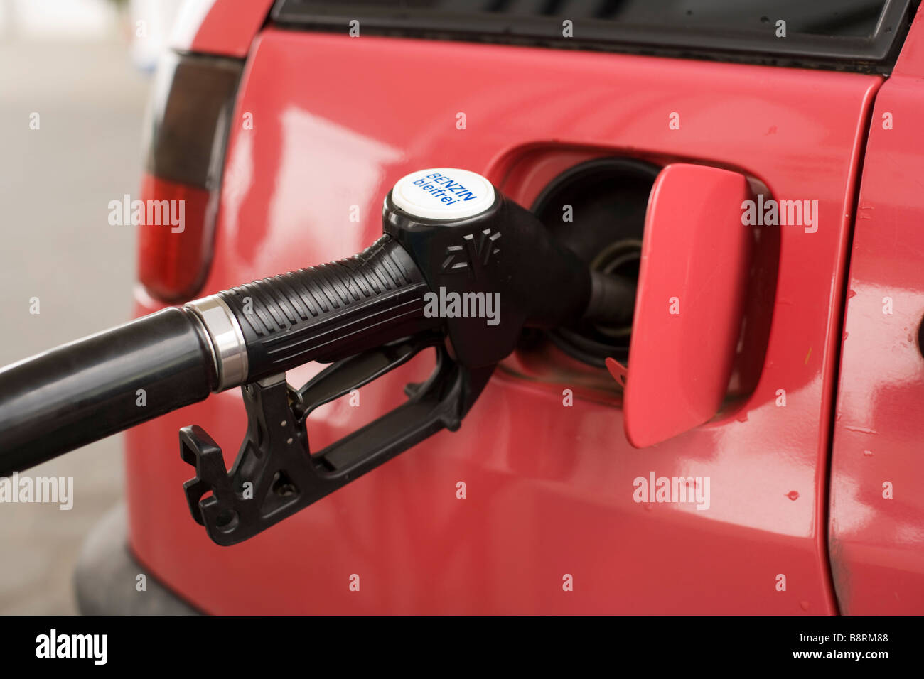 Refuelling a car in Germany Stock Photo