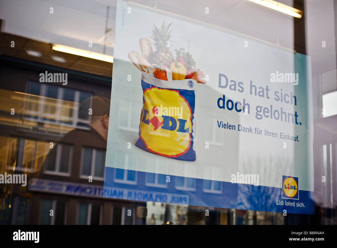 Advert poster in Lidl store window in Germany Stock Photo - Alamy