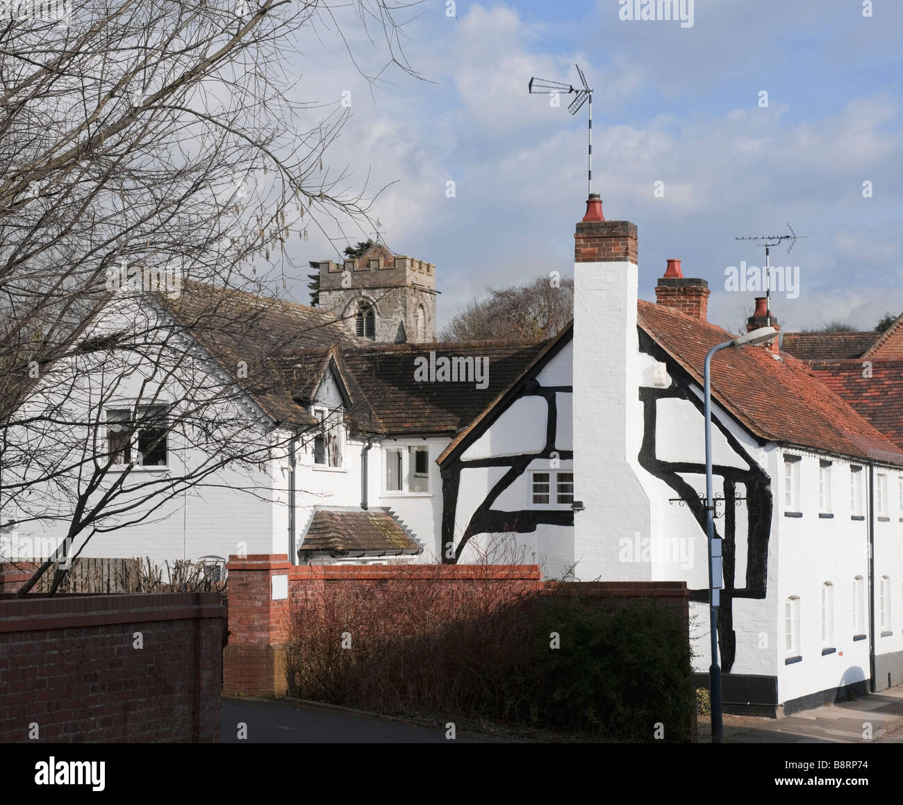 a road with houses and church henley in arden village warwickshire england uk Stock Photo Alamy