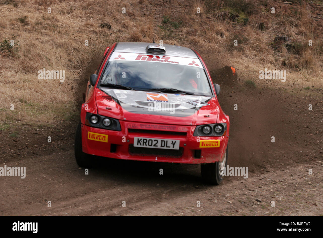 Action shot of rally car proforming at Rallye Sunseeker 2009 Stock Photo