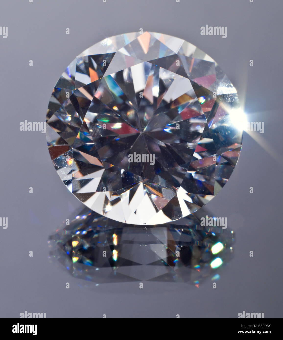 Round Cut Diamond (synthetic - cubic zirconia) Stock Photo