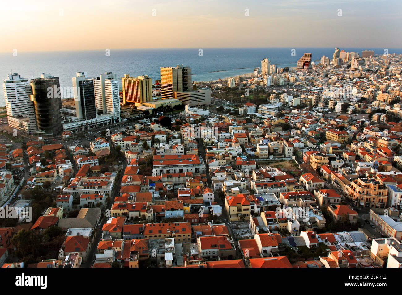 Israel Tel Aviv Elevated view of the city and coastline Stock Photo