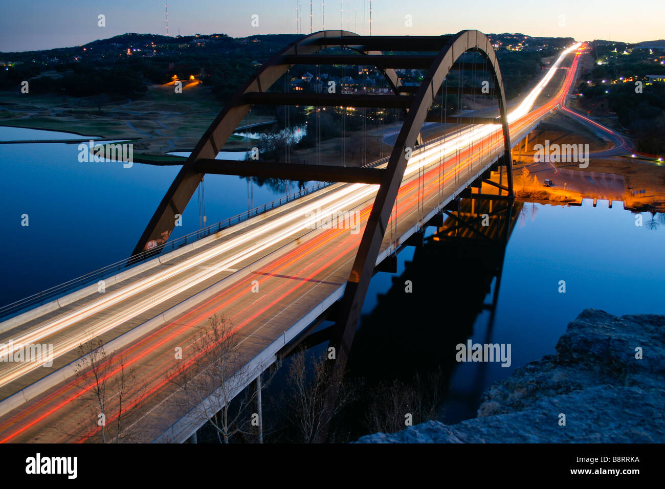 Pennybacker Bridge at night in Austin, Texas Stock Photo - Alamy