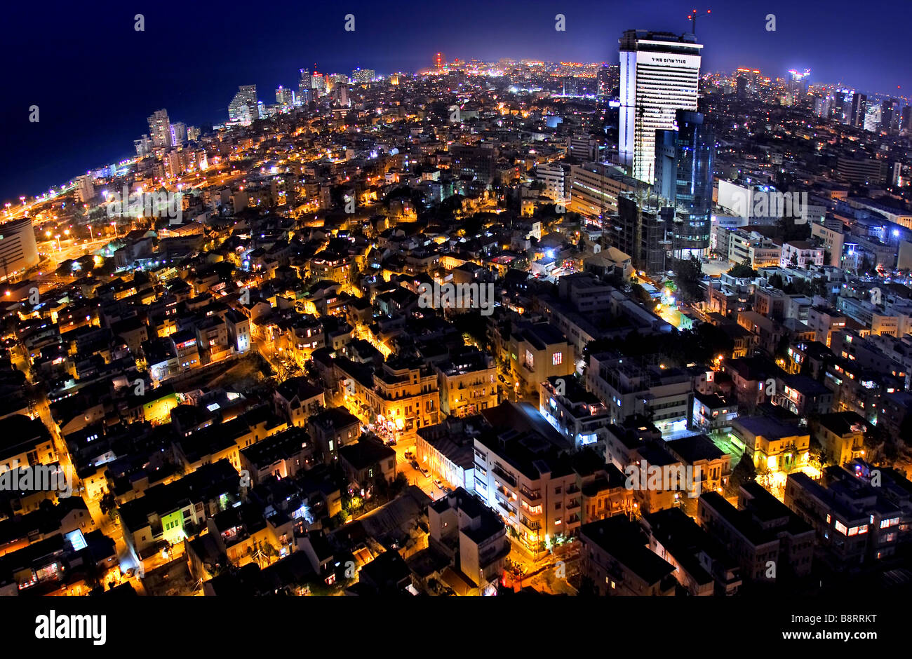 Israel Tel Aviv Wide angle Elevated view of the city and coastline Stock Photo