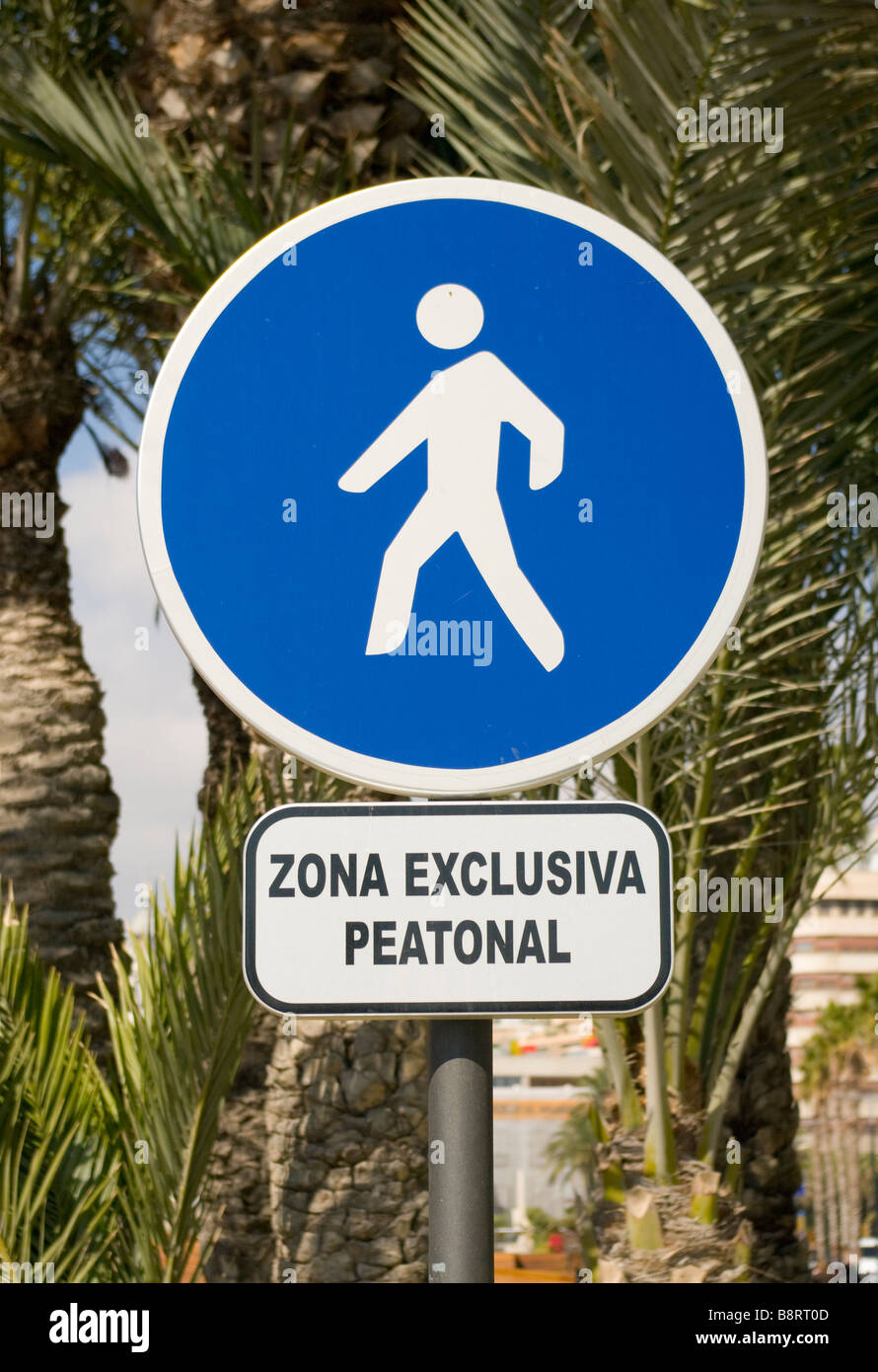 spanish Pedestrians Only Zona Exclusiva Peatonal Road Sign Spain Stock