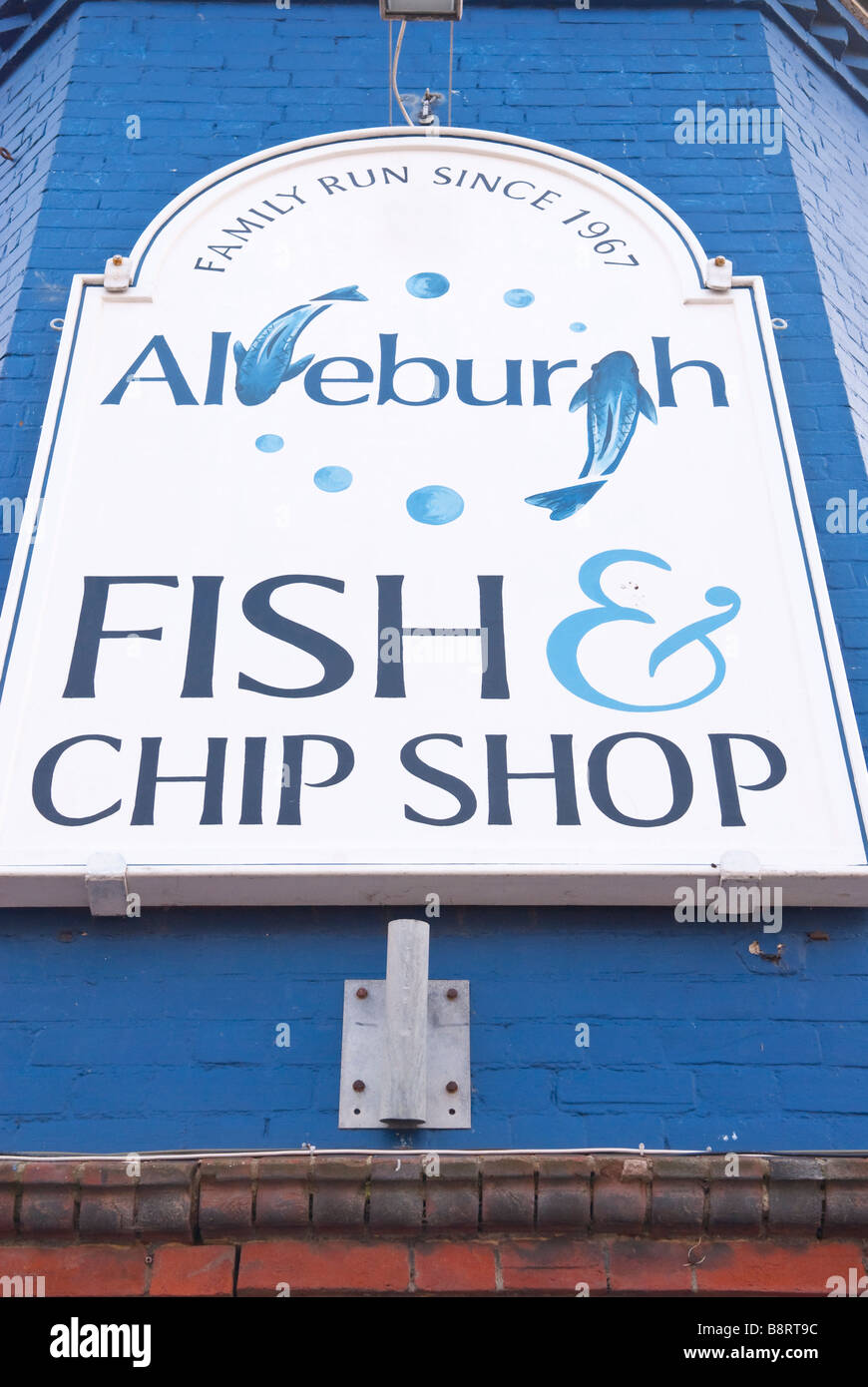 Aldeburgh Fish And Chip Shop sign Stock Photo - Alamy
