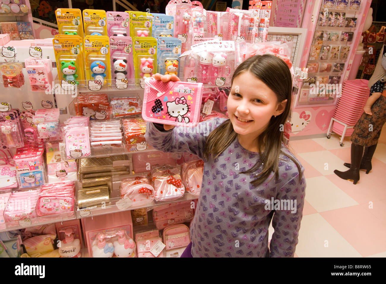 Sanrio characters, including Hello Kitty, are seen on display during the  grand opening of Daiso …