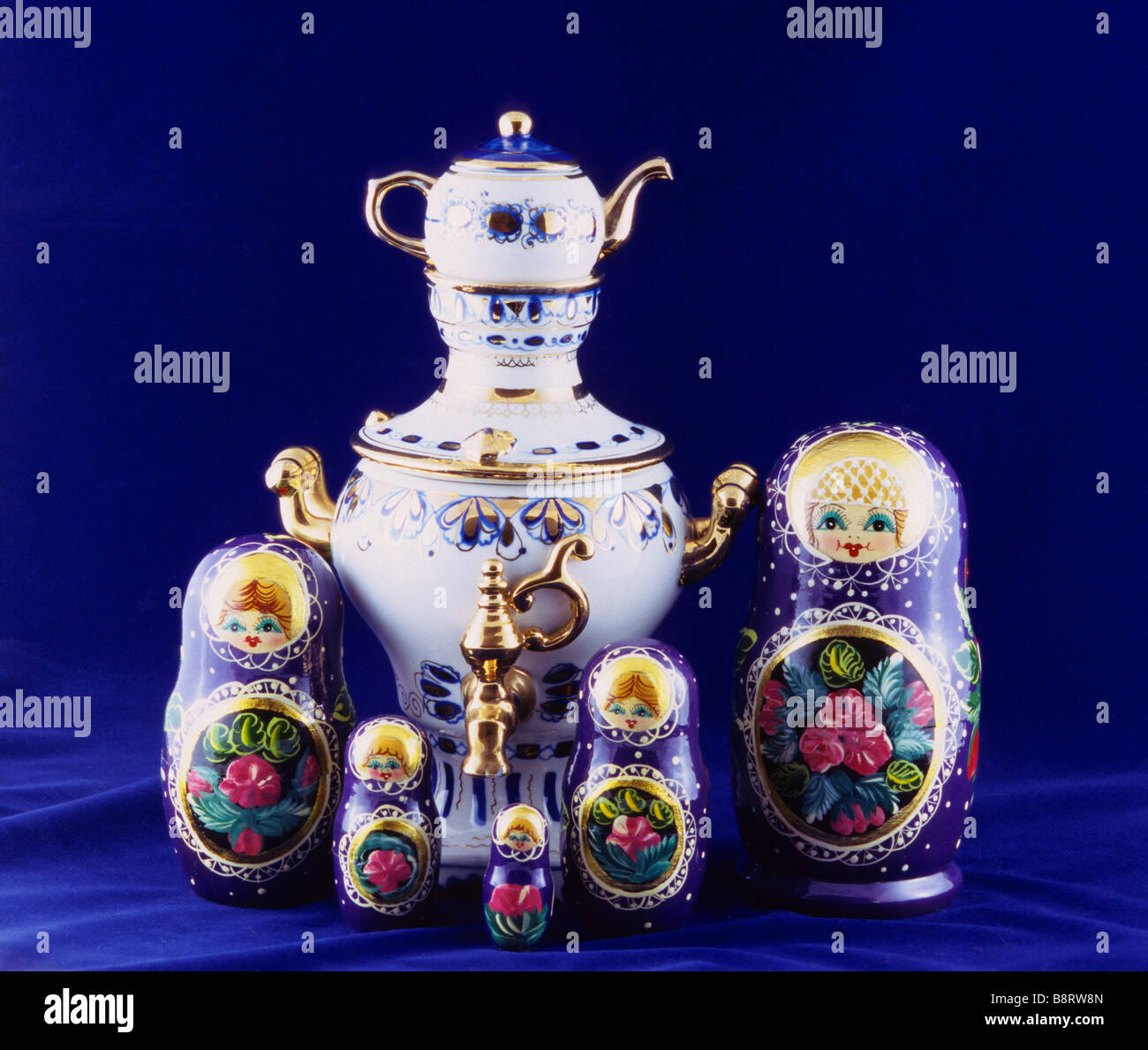 Matreshka Containers Russian Matreshka and Samovar, babushka matreshka, made in Russia blue ...