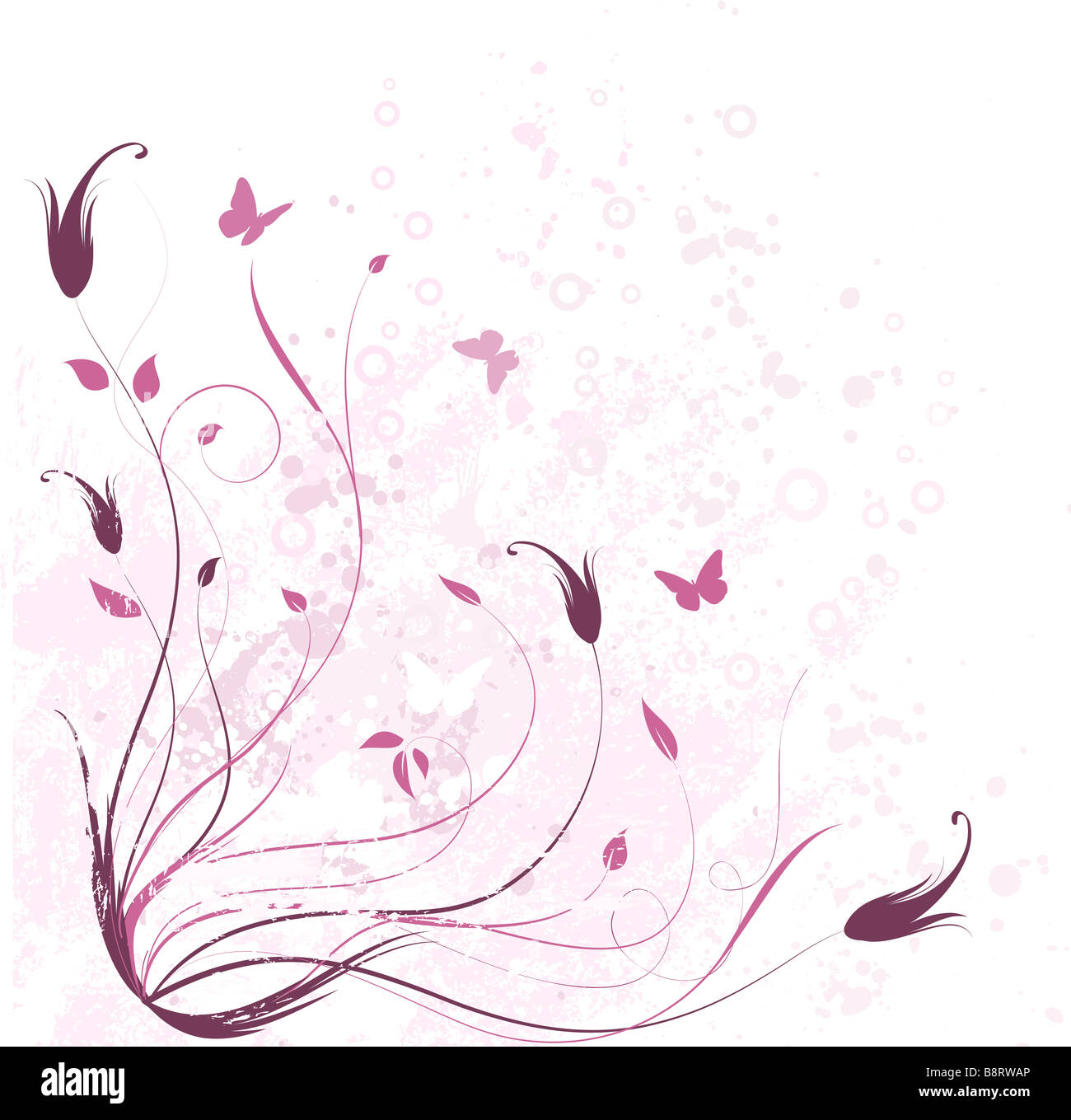 Floral design on grunge background Stock Photo - Alamy
