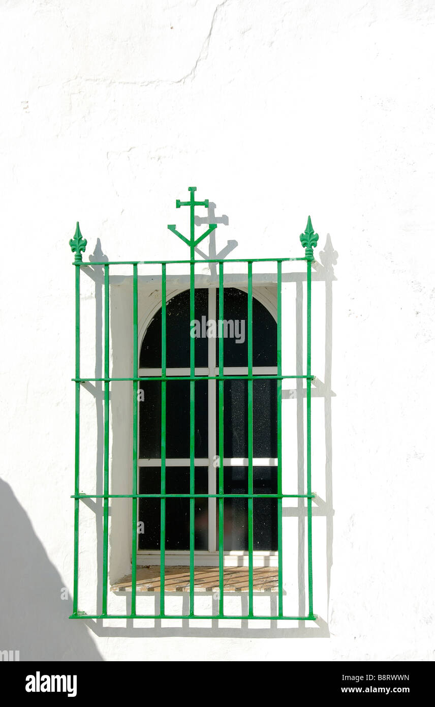 Spain Architecture green rejas arch window wrought iron bars Andalucia