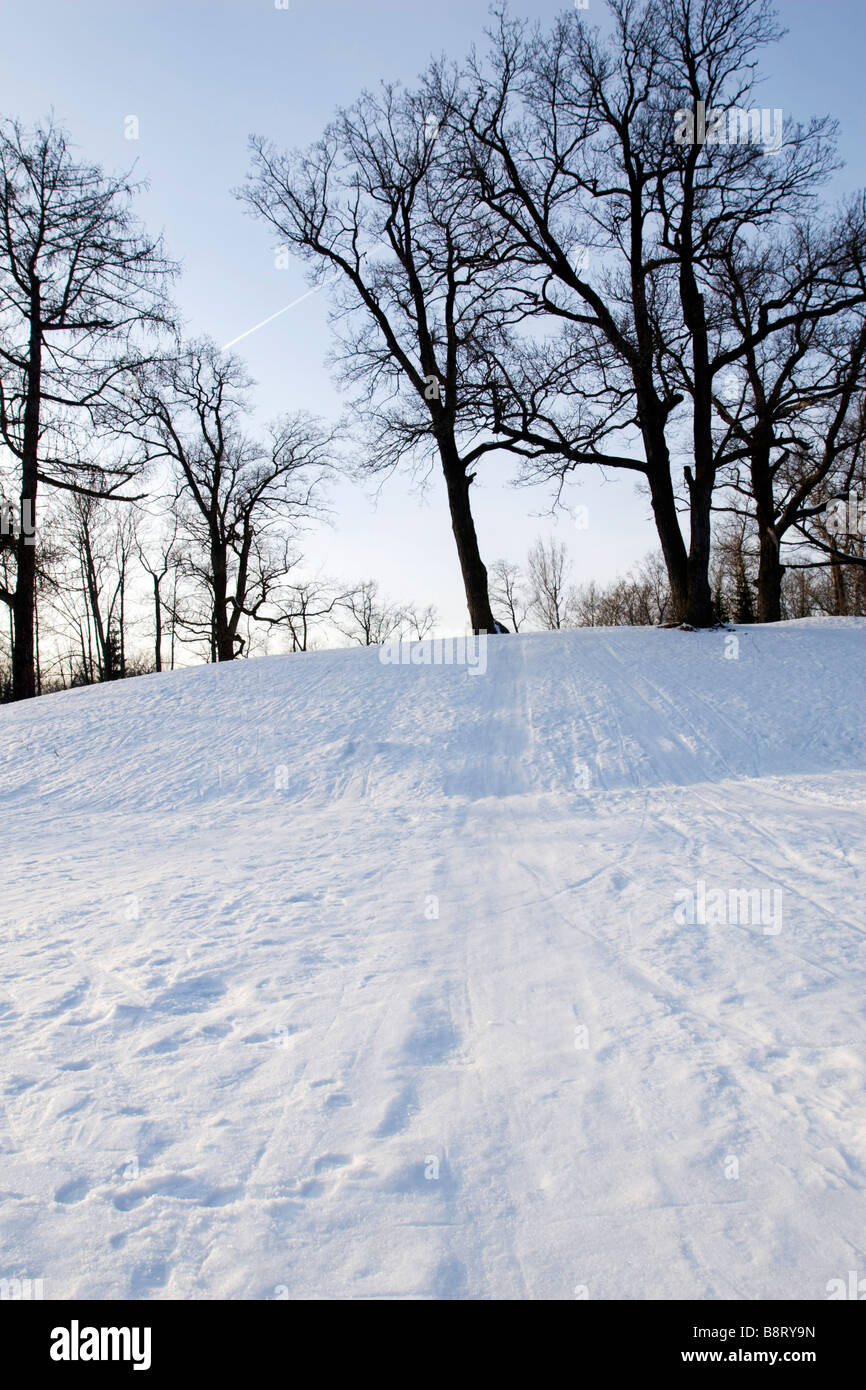 Brown Cold Connect Cover Covered Curve Day Double Lines Route Ski Track Tracks Flake Flow Footpath Freeze Frost Frozen Granite I Stock Photo