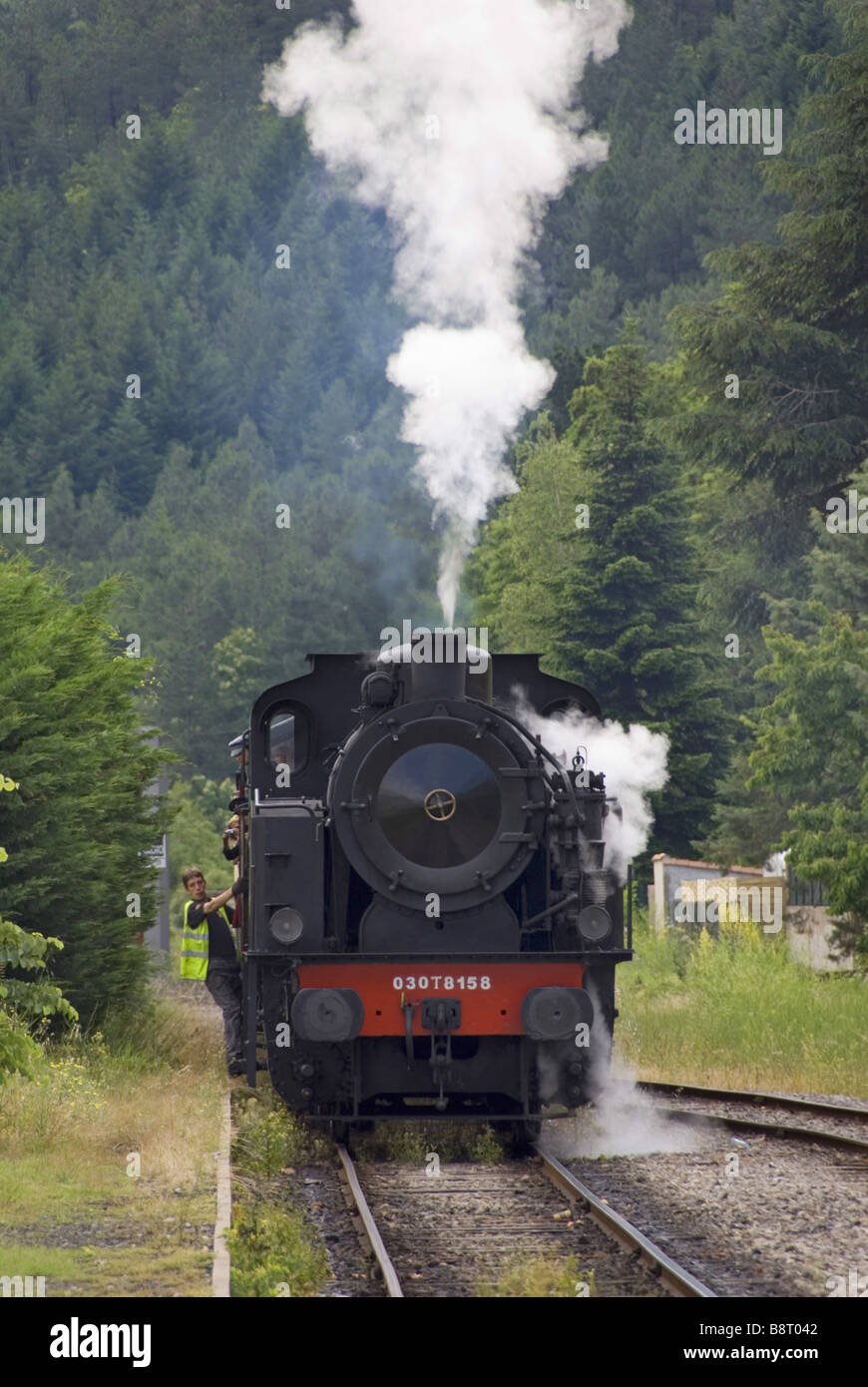 steam engine, Train a vapeur des Cevennes, France, Cvennes, Languedoc-Roussillon, St-Jean-du-Gard Stock Photo