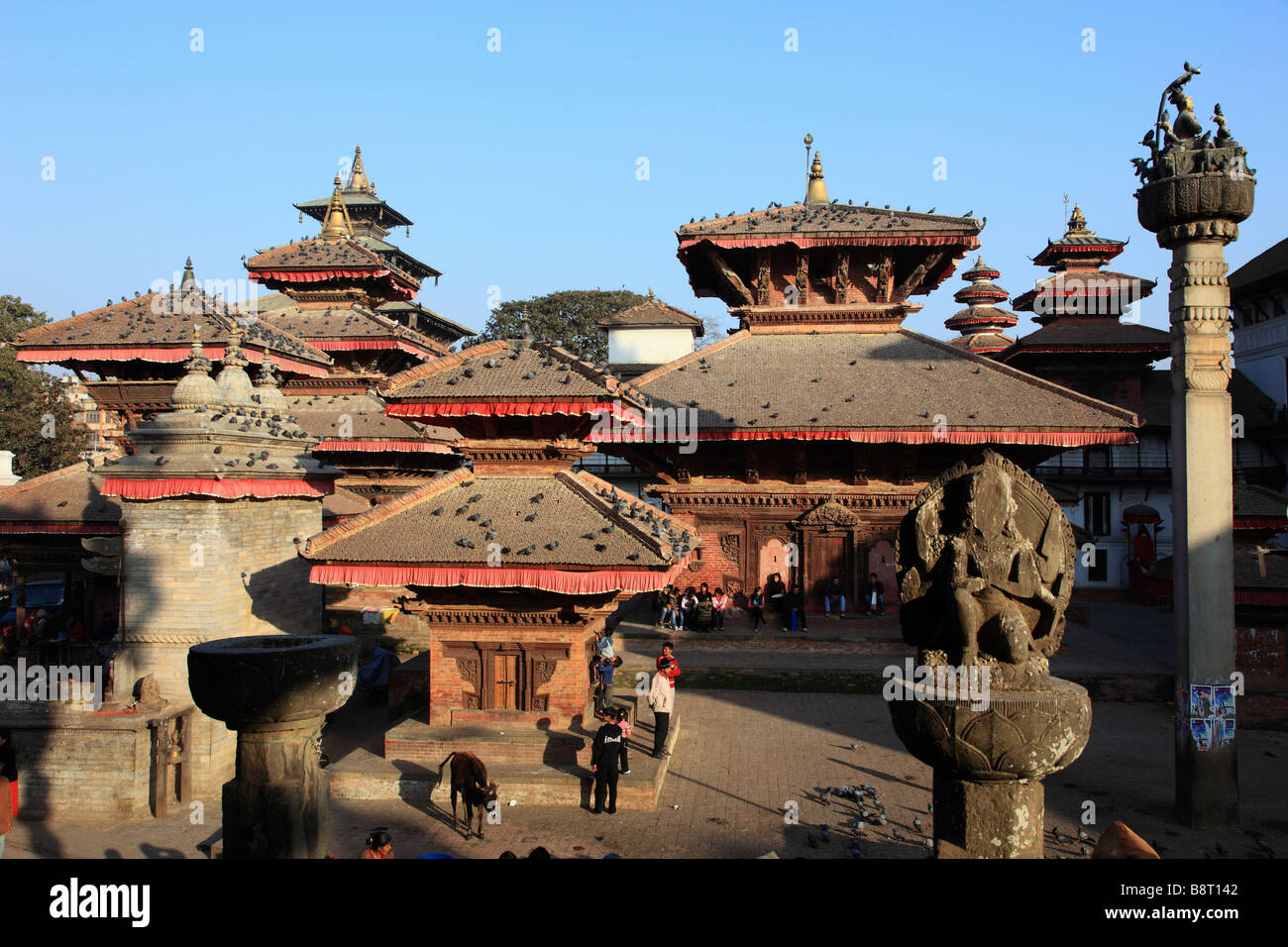 Nepal Kathmandu Durbar Square temples general view Stock Photo