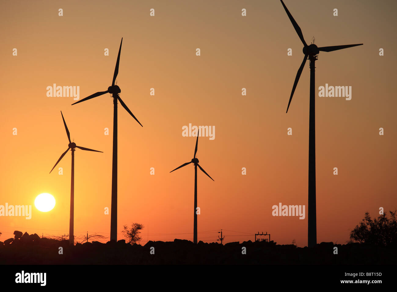 India Rajasthan Thar Desert wind turbines generators Stock Photo Alamy