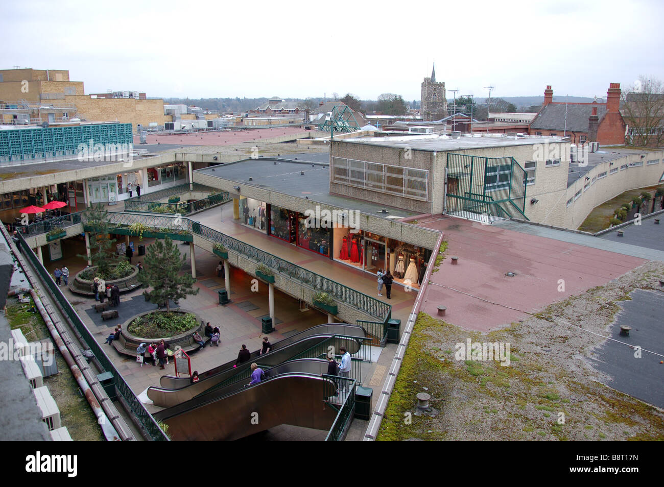 A bird's eye view of the Harlequin Shopping Centre, Watford, England