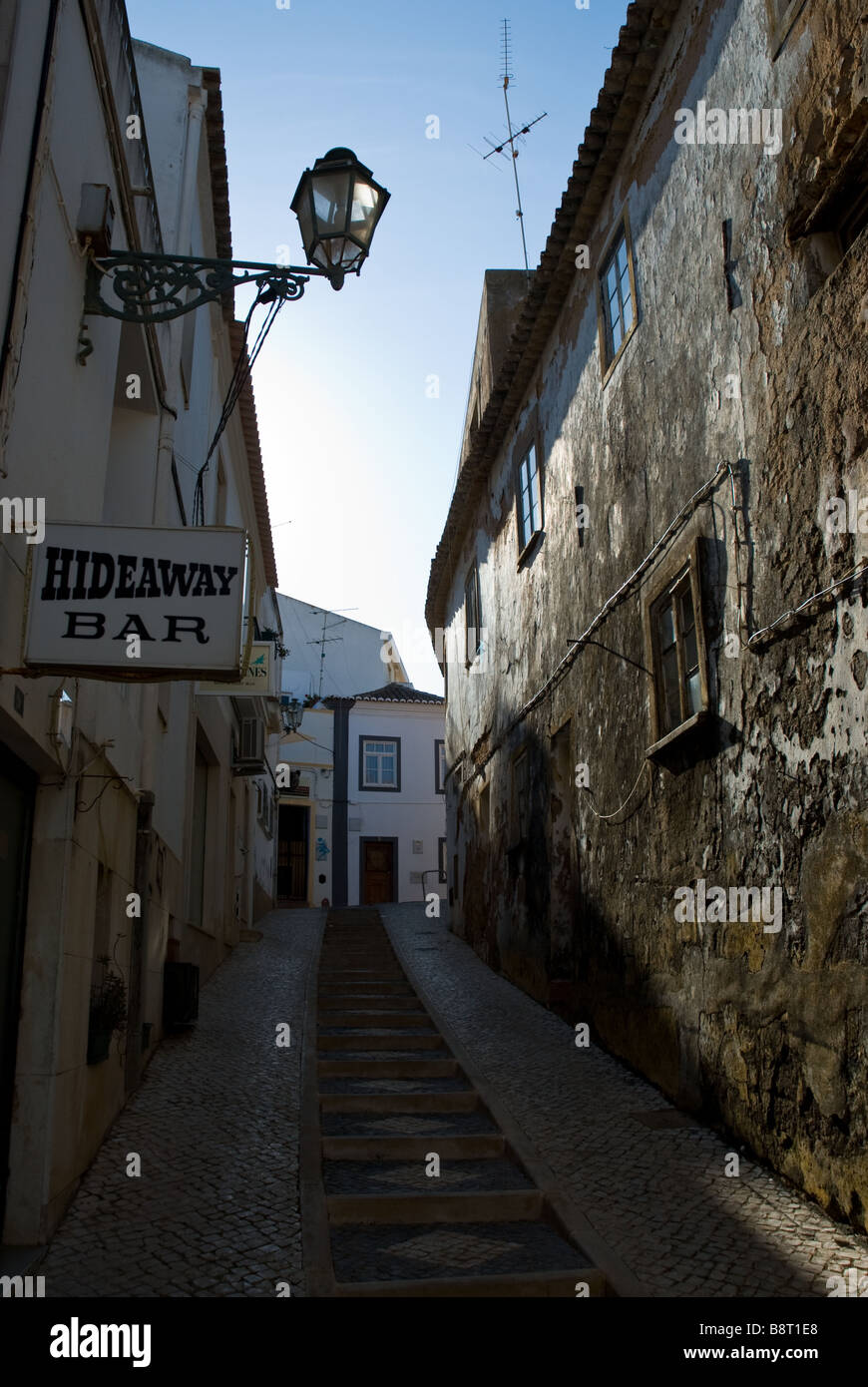 A sign advertises the Hideway Bar in Lagos, The Algarve, Portugal Stock