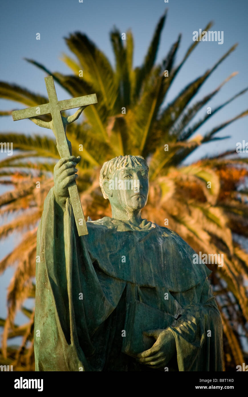 A statue of Saint Goncalo in the Algarve fishing village of Lagos in Portugal Stock Photo