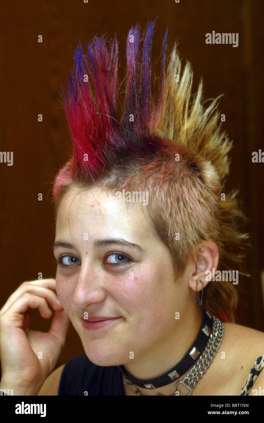 young punk with mohawk haircut Stock Photo