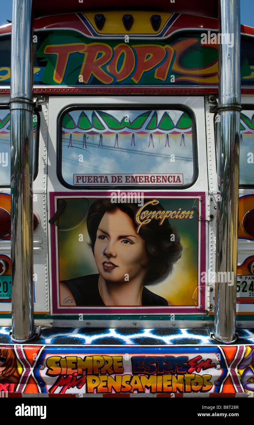 Diablo Rojo bus painted by Oscar Melgar most famous of Panama's bus