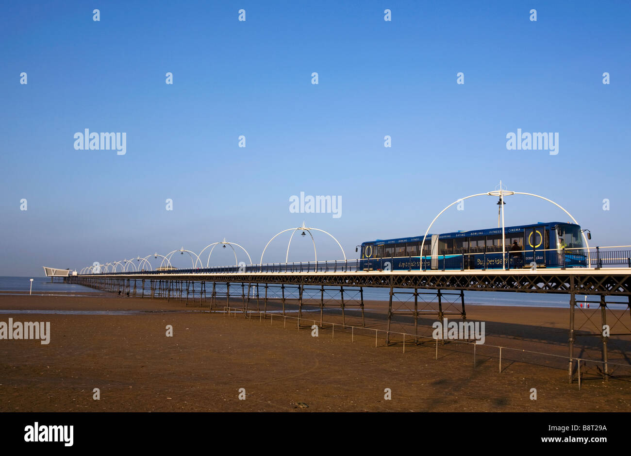 Tram on Southport Pier Stock Photo